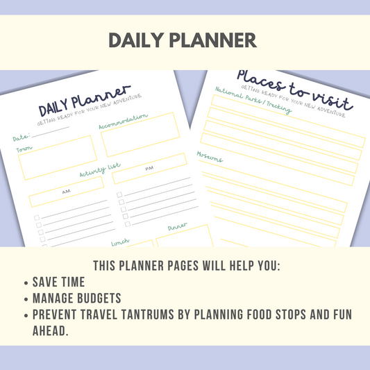 Daily Planner and Places to visit, save time and money!